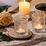 DARJEN 4PCS Clear Votive Candle Holders - Glass Candle Holder for Tea Light Candle, Embossed Tealight Candle Holder for Wedding Centerpiece, Living Room & Home Table Decor