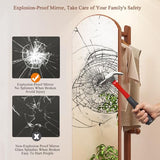 Floor-Standing Solid Wood Rotating Coat Rack，Full Length Mirror with Clothes Rack, Solid Wood Frame, Floor Standing, Tall Mirror with Wheels for Living Room, Bedroom, Hallway