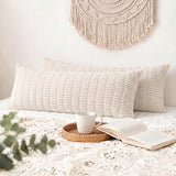 Fancy Homi Decorative Throw Pillow Covers for Bed Couch Bedroom Bench, Soft Corduroy Solid Pillow Case, Rustic Farmhouse Boho Room Decor,36" x 14" (Pack of 1),Cream