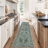 Vintage Runners for Hallways 2x8 Dark Green Floral Kitchen Rug
