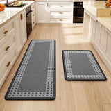 Kitchen Rugs Set of 2, Kitchen Mats for Floor,17x30+17x47 Grey