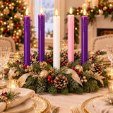 Christmas Flameless Advent Candles, Taper Church Christian Decor, Real Wax