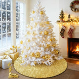 yuboo Gold Christmas Tree Skirt, 48 Inch Sequin Xmas Tree Mat - Glitter Tree Collar Double Layers for Gold Christmas Decorations&Ornaments