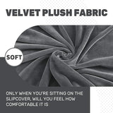 MAXIJIN Velvet Stretch Cushion Covers Fitted Couch Cushion Slipcovers Sofa Seat Cushion Covers for Individual Cushions with Elastic Bottom (3 Piece Sofa Seat Slipcovers, Gray)