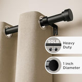 Joydeco Curtain Rods for Windows, Adjustable Black Curtain Rods 16 to 120 inches, 1 inch Diameter Heavy Duty Decorative Window Single Rod Set with Aluminium Finials