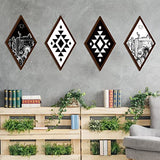 Ferraycle 4 Pcs Boho Cactus Wall Decor Aztec Wall Art Cactus Desert Western Farmhouse Home Decor Wooden Geometric Diamond Hanging Frame VBS(6.7 x 11.8 Inch)
