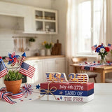 Smile 4th of July 250th Anniversary Wooden Block Stack with USA Decor, 5-Piece "Land of the F – alternate view
