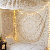 ANJANIYA Ombre Wall Hanging Bohemian Tapestry, Metallic Wall Art Bedspread, Psychedelic Hippie Mandala Dorm Décor for Hanging, Bedding, Beach Coverlet Curtain, Gold, 54"X60"