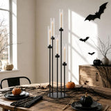 39.8'' Black 5 Arm Candelabra Candle Holder Centerpiece with Acrylic Shades