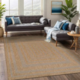 Beverly Rug Easy Jute Framed Border Rug 9x12 Washable Large Indoor Outdoor Area Rugs for Living Dining Room Patio Office Stain Resistant Non Shedding Casual Indoor Outside Carpet 9 x 12 Natural