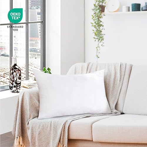 ROYALE LINENS 12 x 20 Pillow Insert - Down Alternative Throw Pillows Insert - Rectangle Pillow Pack of 1 White - Bed & Couch Pillows - Inner Cushion for Bed, Cushion for Living Room - Shams Stuffer