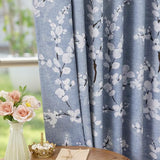 FMFUNCTEX 100% Blackout Floral Curtains for Bedroom, Blue Curtains 84 inches Long Blossom Flower Patterned for Living Room,Thermal Insulated Farmhouse Drapes, Grommet Top 2 Panels (White on Blue)