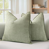 MIULEE Pack of 2 Sage Green Decorative Pillow Covers 20x20 Inch Soft Chenille Luxurious Couch Throw Pillows Farmhouse Cushion Covers with Elegant Design for Sofa Bedroom Living Room Summer Home Decor