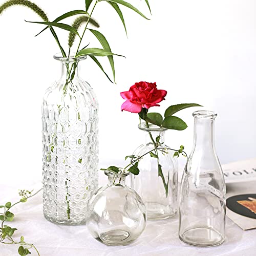 SOUJOY Set of 12 Small Glass Ball Bud Vase, Unique Mini Low Sitting Flower Vase, Clear Floral Centerpieces for Home Decor, Weddings, Floral Arrangements, Events, Parties