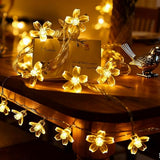 Indoor Plug in Decorative Fairy Flower String Lights, 33ft 100 LED Twinkle Cherry Blossom Floral Lamp for Bedroom Window Wall Ceiling Tree Hanging, Christmas Easter Birthday Decor (Warm White)