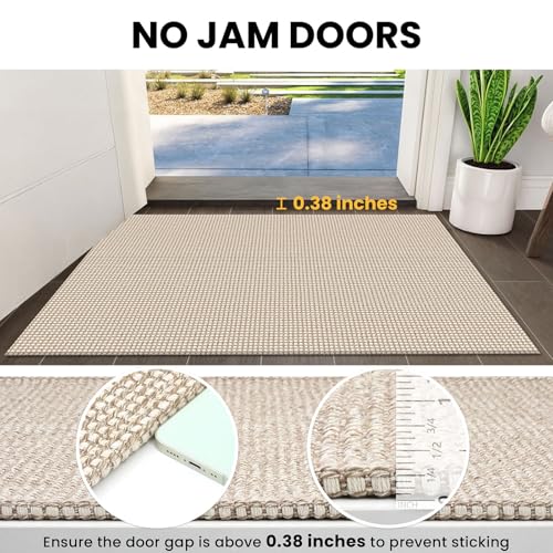 IOHOUZE Small Area Rug 2x3 Washable Woven Rugs for Entryway Non Slip Rubber Backed Front Door Rugs Indoor Doormat Throw Rug Floor Carpet for Entrance Kitchen, Cream/Beige