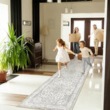 Lahome Oriental Runner for Hallways 2.5x10 Washable Beige Kitchen Runners Non Skid Long Entryway Rug Runners 10ft Ulra-Thin Soft Indoor Boho Rug Traditional Carpet for Laundry Living Room Helena