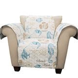 Lush Decor Harbor Life Furniture Protector, Arm Chair, 71" W x 75" L, Blue & Taupe - Chair Cover - Nautical - Armchair Covers - Coastal Decor