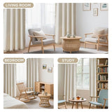 Joydeco Natural Linen Beige Boho Curtains - 84 Inch Length 2 Panels, Super Soft Bohemian Farmhouse Curtains with Tassels, Semi Sheer Light Filtering Drapes for Bedroom & Living Room
