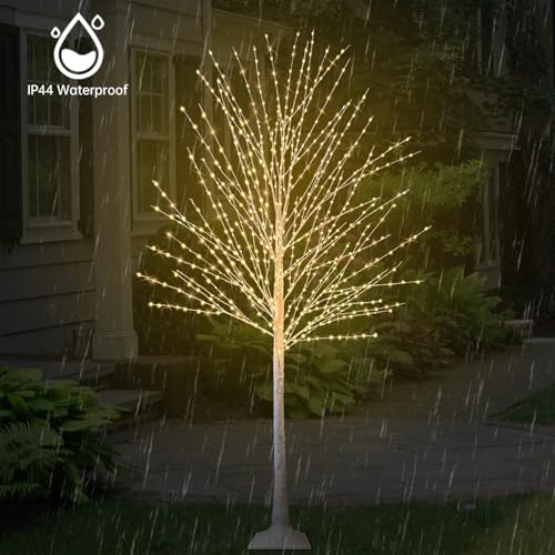 2Pack 6FT Lighted Birch Tree, Birch Tree with 880 LED Lights, 8 Twinkling Modes and Timer, Dimmable, Light Up Twig Christmas Tree for Indoor Outdoor Home Party Garden Wedding Decorations