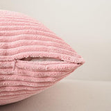 Volcanics Set of 4 Pink Corduroy Couch Throw Pillow Covers 18x18 in