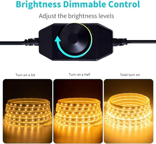 20FT Warm White Rope Lights Outdoor, 12V IP65 Waterproof Led Rope Lights Indoor Cuttable, Flexible Led Strip Lights Cuttable Plug-in for Patio Deck Bedroom Kitchen Bedroom Christmas