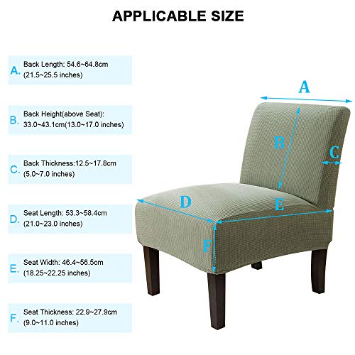 MIFXIN Armless Accent Chair Cover Stretch Jacquard Accent Chair Slipcover for Slipper Chair Without Arms Removable Washable Chair Furniture Protector for Living Room Bedroom Hotel (Cyan, 1 Pack)