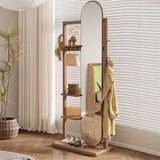 Decorative Solid Wood Fitting Mirror Wall-Mounted Multi-Purpose Home Bedroom Clothes Hanger Integrated Full-Length Floor-Standing Dressing for Living Room