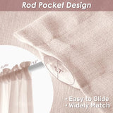 Melodieux Pink Sheer Curtains with Tiebacks - 84 Inches Long for Living Room, Rod Pocket, Linen Look Shiny Texture, Semi Sheer Light Filtering Curtain Drapes for Bedroom, 52" W x 84" L, 2 Panels