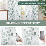 MYSKY HOME Green Botanical Leaf Curtains 84 inch Long 2 Panels Set Spring Curtains Patio Eucalyptus Leaf Pattern Grommet Thermal Insulated Drapes for Living Room Bedroom Farmhouse Country
