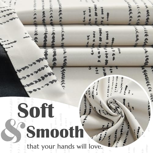jinchan 95% Blackout Boho Kitchen Curtains 36 Inches Cafe Tier Curtains Bohemian Small Drapes for Bedroom RV Basement Half Window Room Darkening Thermal Insulated 2 Panels Black on Beige