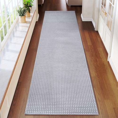 Hallway Runner Rug Extra Long Kitchen Runner Washable Gray 2x8 ft