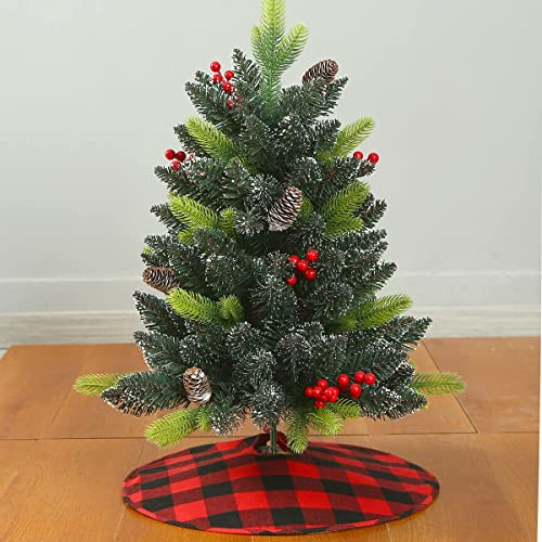 Sattiyrch Small Christmas Tree Skirt 18in, Red Black Buffalo Check Christmas Tree Skirt for Holiday Christmas Decorations (Red Black Buffalo Check, 18in)