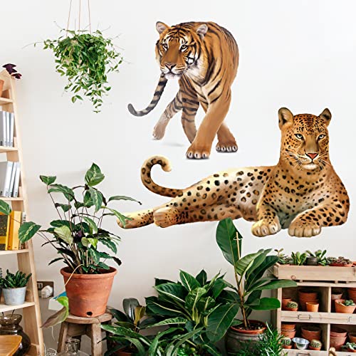 wondever Walking Tiger Wall Stickers Jungle Animals Tiger Peel and Stick Wall Art Decals for Living Room Bedroom Kids Room Playroom
