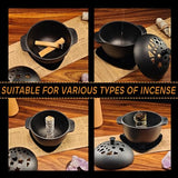 Cast Iron Incense Burner - Cast Iron Incense Holder Mini Cauldron for Sage, Palo Santo, Resin, Charcoal & Japanese Incense | Home, Rituals & Meditation Censer Bowl