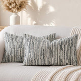 Boho Striped Decorative Throw Pillow Covers 20"X12" Set of 2,Gray White