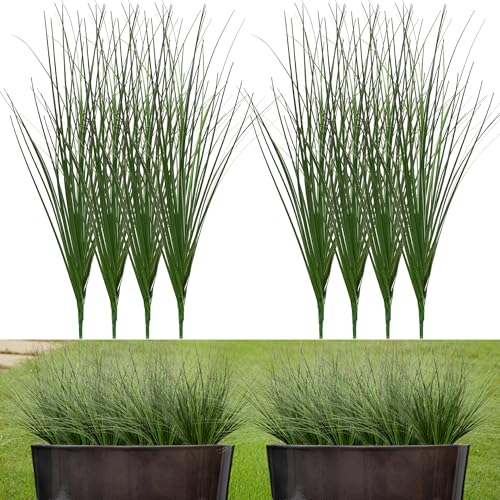 8PCS 17.3" Fake Plants Artificial Wheat Grass Greenery Plastic Plants Fake Grass Artificial Plants for Outdoor Decor Artificial Flower with Greenery Stems for Indoor Home Decoration