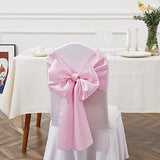 50 Pcs Pink Satin Chair Sashes Bows Universal Chair Cover for Wedding Reception Events Banquets Party, Hotel Event Decorations, 6 x 108 inch
