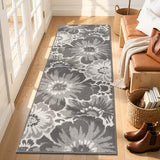 Findosom Hallway Runner Rug 2x6, Non Slip High-Low Textured Floral Washable Runner Rug with Rubber Backing, Boho Carpet Runner for Kitchen, Entryway, Bedroom, Laundry, Gray