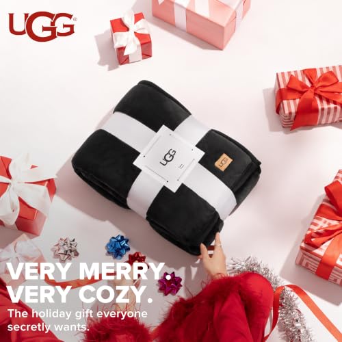 UGG Coco King Bed Blanket, Luxury Fleece Blanket, 110" x 92", Black (Ink)