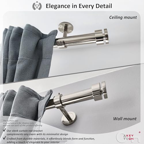 Heavy Duty Curtain Rod Brackets for Wall & Ceiling Installation, 2 Pack Ceiling Mount Curtain Holders, Hardware Bracket Set for 1 Inch Rods, Brushed Nickel
