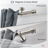 Heavy Duty Curtain Rod Brackets for Wall & Ceiling Installation, 2 Pack Ceiling Mount Curtain Holders, Hardware Bracket Set for 1 Inch Rods, Brushed Nickel