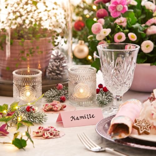 6 Pcs Clear Votive Candle Holders for Wedding, Glass Tea Lights Holder.
