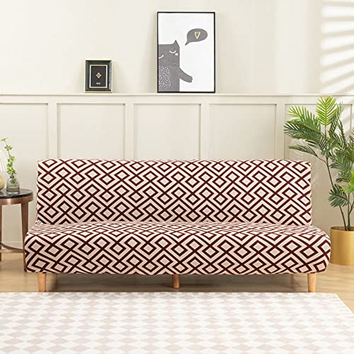 Rich Textured Futon Cover Stylish Printed Futon Slipcover Removable Washable Armless Sofa Cover for Living Room Bedroom Furniture Natural -2-155-185cm