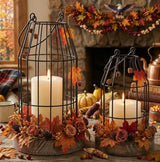 Rustic Wire Metal Cloche Set of 2 Candle Lantern Decorative Indoor Outdoor
