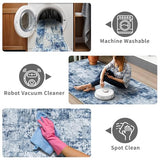 Hallway Runner Rug 2x8 Washable: Entryway Runners Rugs Non Slip Easy-to-Clean - Soft Living Room Bedroom Carpet - Thin Low Pile Printed Floor Mat for Dining Room Blue