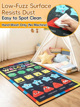 36''x60'' Calm Down Corner Supplies Classroom Rug - Non-Slip Backing with 8 Grippers, Feelings Chart Kids Reading Rug for Preschool Nursery Back to School Classroom Decor, Raibow & Black