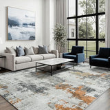 10x14 Area Rugs for Living Room: Washable Soft Grey Abstract Bedroom Carpet
