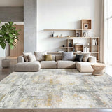 Amada Washable 10'x14' Abstract Area Rug for Living Room Beige
