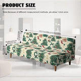 Christmas Tree Futon Cover Armless Stretch Sofa Slipcover Washable Elastic Armless Couch Furniture Protector for Bedroom Living Room Home Decor Green